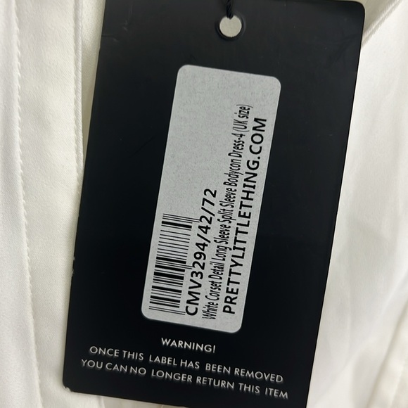 PrettyLittle Thing White Corset Split Sleeve Mini Dress Size 4 - Picture 3 of 6